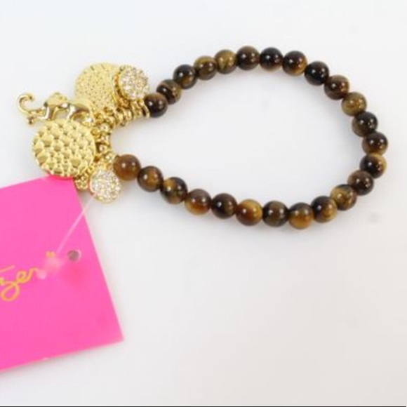 Lilly Pulitzer Jewelry - Lilly Pulitzer Tigers Eye Beaded Charm Bracelet